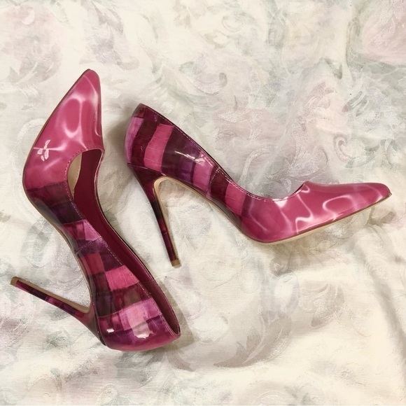 Kayleen by Los Angeles Pink Multi Man Made Patent High Heel Pumps size 9 - Picture 10 of 14
